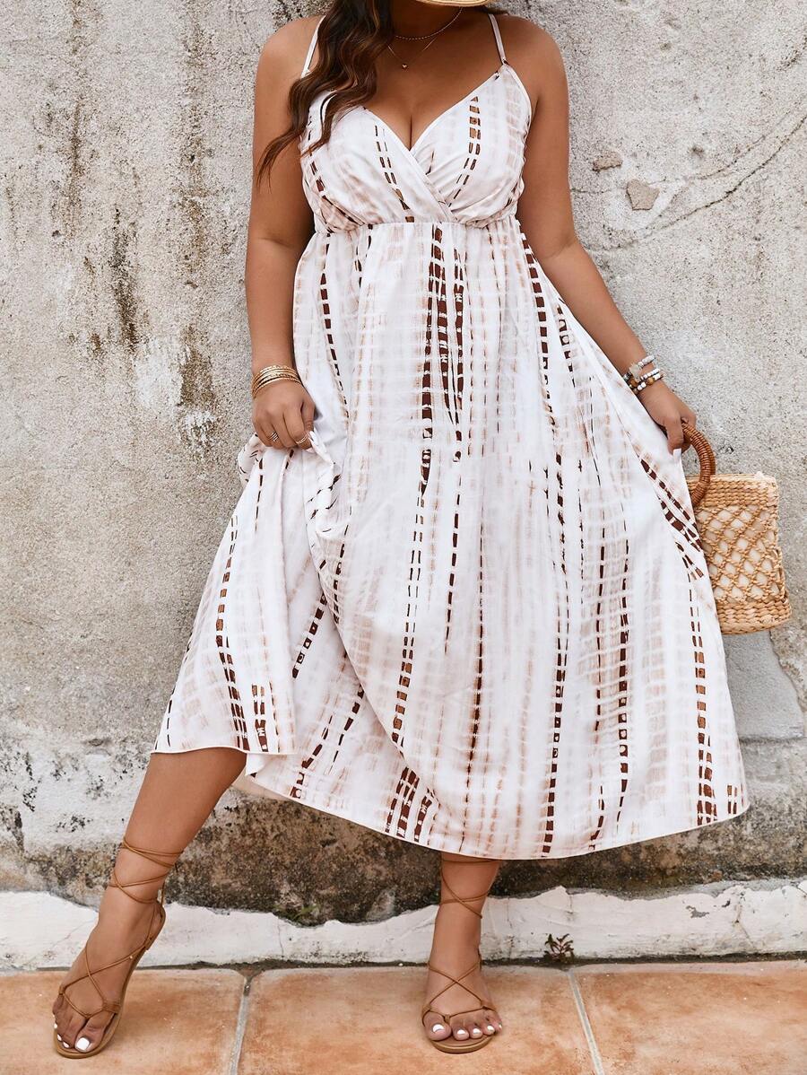 Breezaya Robe À Col Halter Et Taille Plus Imprimé Tie-dye