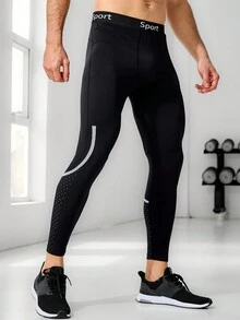 Manfinity Sport Corelite Men's Letter Printed Athletic Pants - Black - View 1