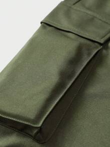 Pantalones de chándal de moda para hombres nuevos, con diseño personalizado de letras impresas, múltiples bolsillos y cintura con cordón para la primavera y el otoño - Verde militar - Ver 8
