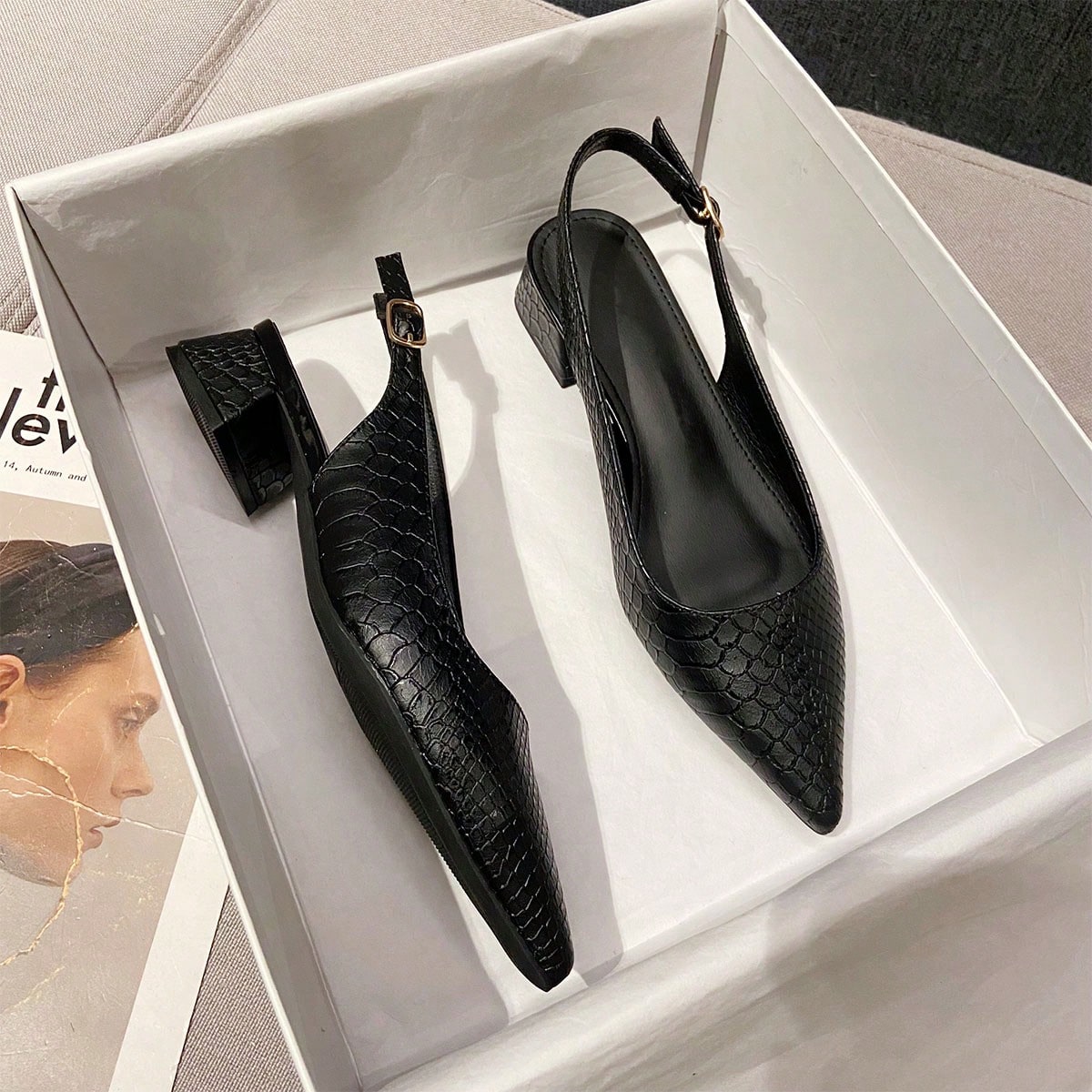 Sandalias de mujer con tacón grueso de 3 cm de moda, agrietado, para el otoño de 2025, San Valentín