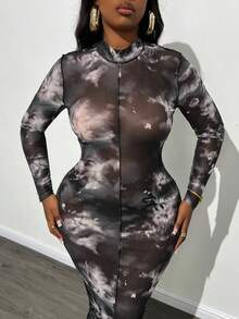 Slaydiva Kích thước lớn Bóng Phù hợp & Nhấp nháy Tay áo dài Đầm - Nhiều màu - Xem 5