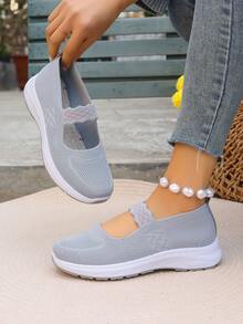 Women's Comfortable And Breathable Fashionable Casual Sports Shoes - Light Grey - View 1