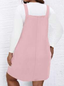 SHEIN Unity Plus Size Suspender Dress With Front Pocket - Baby Pink - View 2