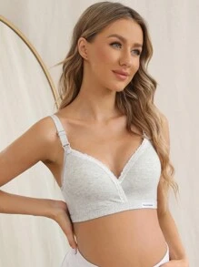 SHEIN Maternity Lace Trim Nursing Bra