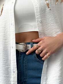 SHEIN Frauen Pailletten Patchwork Aufgeschlagene Ärmel Hemd Mit Knopfleiste