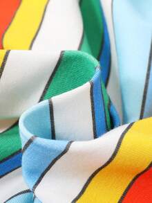 SHEIN Suéter De Cuello Redondo Para Bebé Con Bolsillo En El Parche Del Bloque De Color Con Rayas De Colores - Multicolor - Ver 6