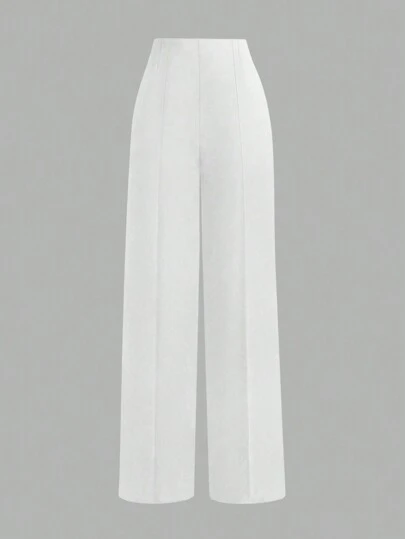 Dam Casual Enfärgade Enkla Raka Byxor, Vardagskläder