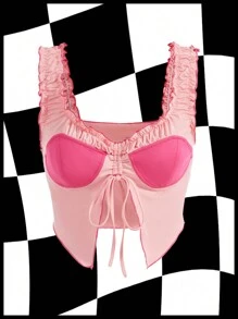 SHEINNeu 趣味多巴胺y2k粉紅色短上衣 - 粉色 - 查看 1