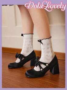 Dola Lovely Fashionable High Heeled Shoes With Bowknot Decoration - Black - View 7