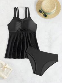 SHEIN Swim Ladies' Solid Color Bikini Set Summer