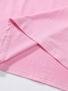 Manfinity Homme Men's Slogan Print Dropped Shoulder Short Sleeve T-Shirt, 2000s Style - Pink - View 4