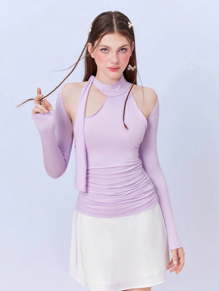 Strappy Hollow Out Pleated Top