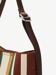 SHEIN حقيبة كتف عصرية بالخطوط العمودية للسيدات - متعدد الألوان - مشاهدة 8