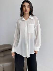 Firerie 女式落肩透明襯衫