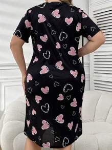 Plus Size Loose Heart Print Sleep Dress Pajama Dress