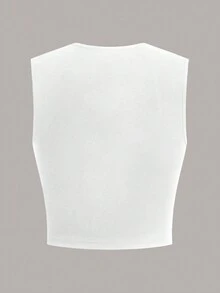 SHEIN EZwear Đen & Trắng Đan Của phụ nữ Thon gọn Áo ba lỗ - Đen và trắng - Xem 5