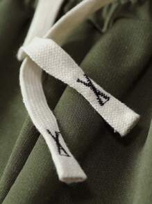 Pantalones de chándal de moda para hombres nuevos, con diseño personalizado de letras impresas, múltiples bolsillos y cintura con cordón para la primavera y el otoño - Verde militar - Ver 6