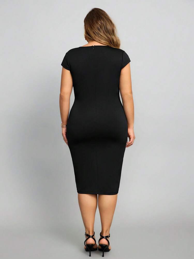 Plus Size Women's Floral Printed Bodycon Dress