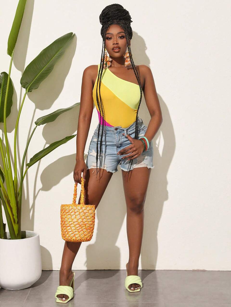 Women's Casual And Sexy Patchwork Bodysuit