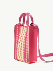SHEIN ICON Colorblocked Handheld Crossbody Bag, Y2k Bag, Street Style - Hot Pink - View 6