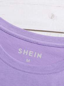 INAWLY Butterfly Print Round Neck T-Shirt Graphic Tees Women Tops - Purple - View 6