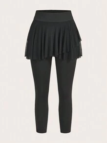 SHEIN Essnce 2 In 1 Cropped Leggings - Black - View 7