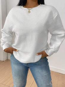 SHEIN LUNE 2 piezas Sudadera con hombros caídos de unicolor, sudadera de otoño - Multicolor - Ver 5