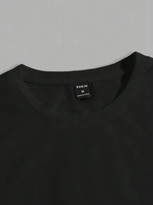 Manfinity BRENVOR 3pcs Pack Men's Knitted Casual Solid Round Neck Short Sleeve T-Shirt - Black - View 5