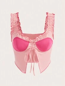 SHEINNeu 趣味多巴胺y2k粉紅色短上衣 - 粉色 - 查看 6