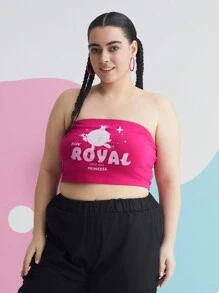 Mr Men Little Miss X SHEIN 加字母圖形短身管上衣