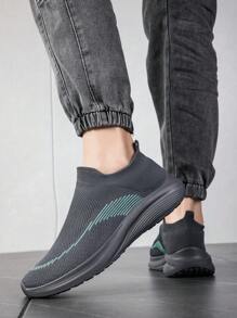 Men's Sock Shoes Slip-On Sneakers - Athletic Shoes - Lightweight And Breathable Walking Shoes - Grey - View 2