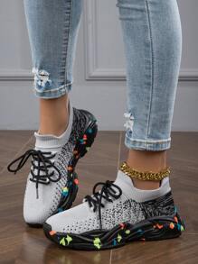 Women's Outdoor Thick-Soled Fashionable And Versatile Lightweight Breathable Socks Shoes, Spring, Summer, And Autumn, Low-Cut Hiking Shoes, Casual Shoes, Sports Shoes
