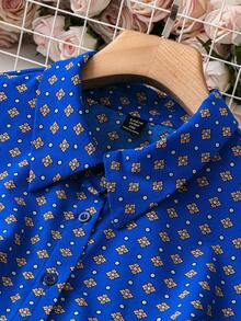 SHEIN Clasi Kích thước lớn Của phụ nữ Hoa In Tay áo dài Áo sơ mi - Màu xanh lam - Xem 5