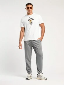 Forever 21 Men's Spring And Summer Casual Fitted Gray Sports Sweatpants Pants - Light Grey - View 3