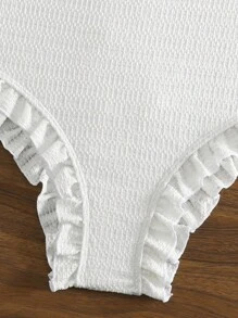 SHEIN Swim Summer Women's Ruffled Swimwear Set With Crossed Straps - White - View 3