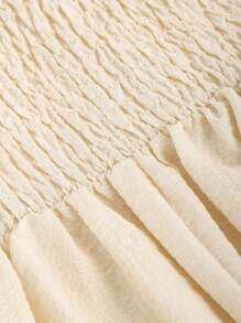 Sweetra 纯色抽绳下摆荷叶边装饰衬衫，搭配心形领口 Y2K 服装