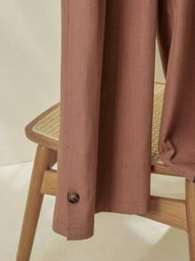 EMERY ROSE Plus Size Solid Color Pleated Wide Leg Pants - Brown - View 4