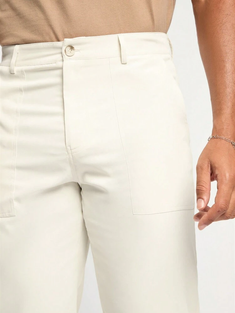 Men's Spring And Summer Casual Fit Apricot Cargo Trousers