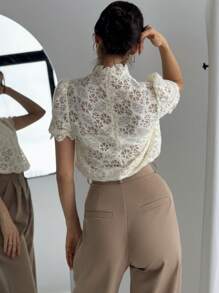 Firerie Camisa Elegante De Mujer Con Tela Texturizada Y Mangas Con Volumen Para La Temporada De Bodas