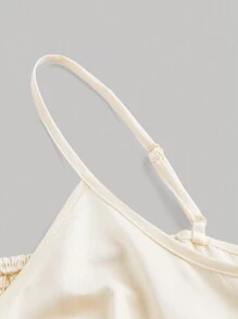 SHEIN MOD Champagne Color Spaghetti Strap Dress With A Big Bowknot Decoration - Champagne - View 3