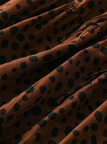 SHEIN LUNE Vestido De Manga Corta Con Volantes Y Estampado De Lunares De Talla Grande