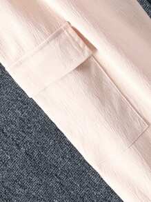 Teen Boys' Summer Short Sleeve Color Block Polo Shirt With Turn-Down Collar And Utility Pants Two-Piece Set - Multicolor - View 4