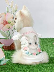 PETSIN Easter White Cute Bunny Short Sleeve Stretchable Pet T-Shirt For Dogs And Cats - Multicolor - View 3