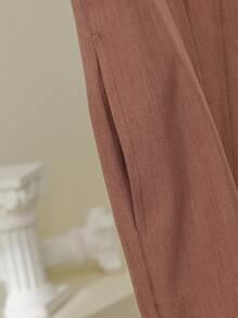 EMERY ROSE Plus Size Solid Color Pleated Wide Leg Pants - Brown - View 6
