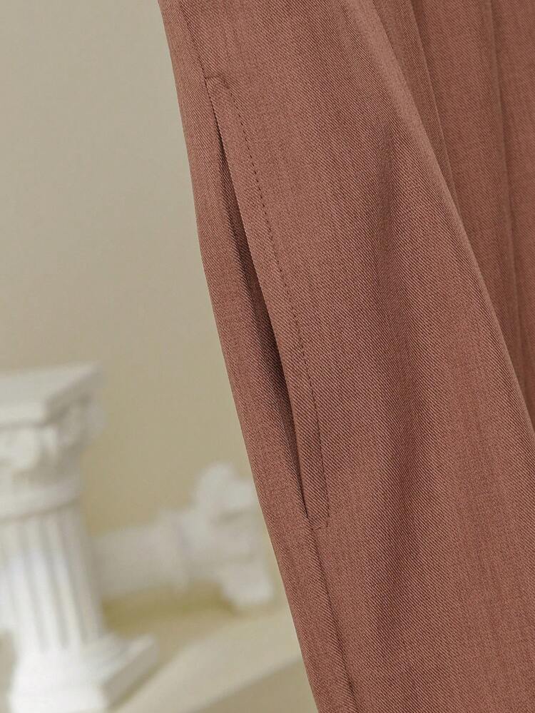 Plus Size Solid Color Pleated Wide Leg Pants