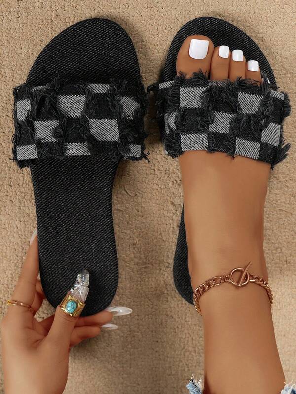 1 Pair Fashion Lightweight Open Toe Flat Sandals, Multi-Purpose For Casual, Holiday, Home Wear