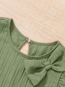 SHEIN Tween meisje Effen kleur Jurken Met Boog Decoraties , Ruchestrim
