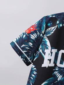Ropa De Verano Casual Para Adolescentes Con Estampado Tropical Y De Letras - Multicolor - Ver 4