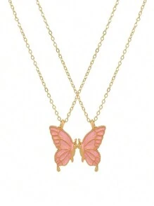 ROMWE Kawaii 2pcs Butterfly Design Fashion Jewelry Necklace Set Perfect Gift For Daily Wear And Gift Giving