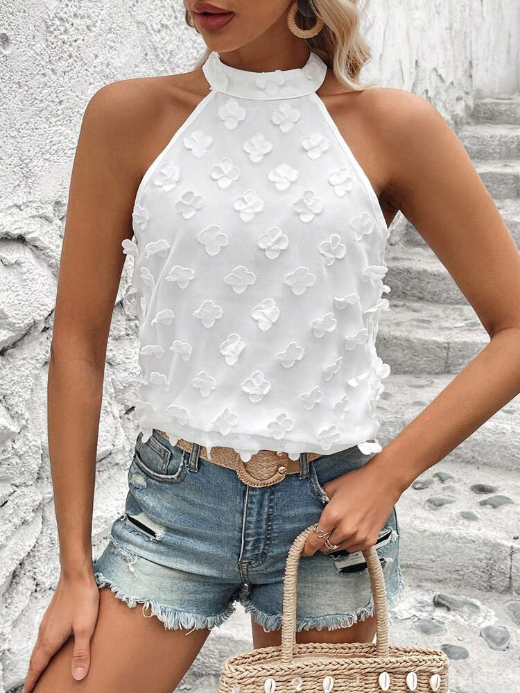 Flower Patchwork Sleeveless Casual Shirt